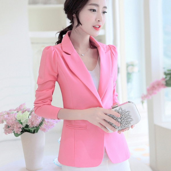  Дамски елегантен костюм - горнище в няколко цвята - син, черен, розов