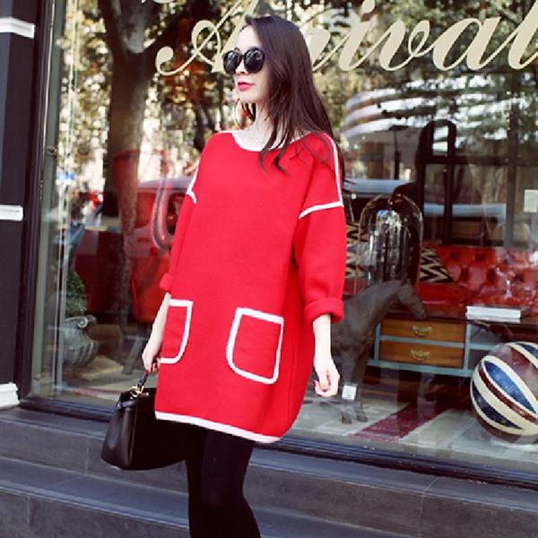 Дамска зимна елегантна рокля с дълги ръкави - три цвята