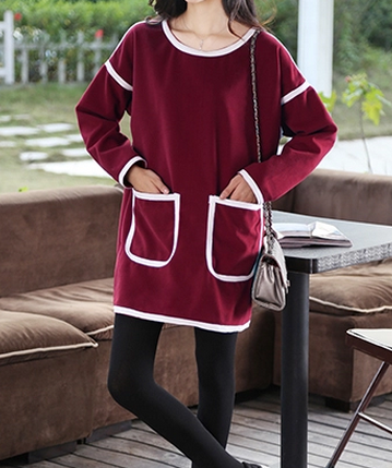 Дамска зимна елегантна рокля с дълги ръкави - три цвята