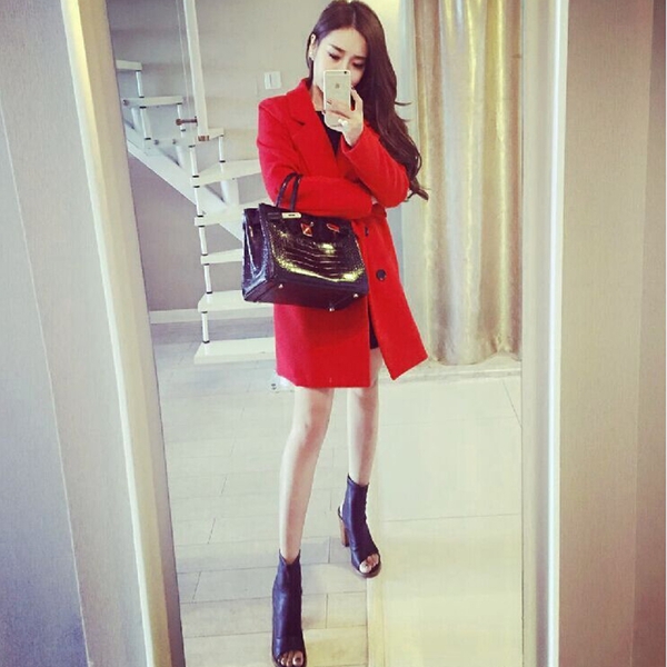 Κομψό γυναικείο μακρύ χειμωνιάτικο  παλτό - Τρία χρώματα