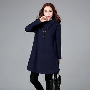  Зимни дамски дълги блузи, модерни и стилни, три цвята - тъмносин, виненочервен, черен