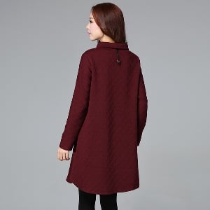  Зимни дамски дълги блузи, модерни и стилни, три цвята - тъмносин, виненочервен, черен