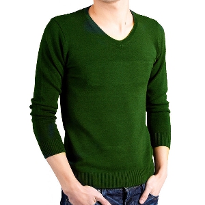 Зимен пуловер за мъже в няколко цвята - зелен, кафяв, син, сив          
