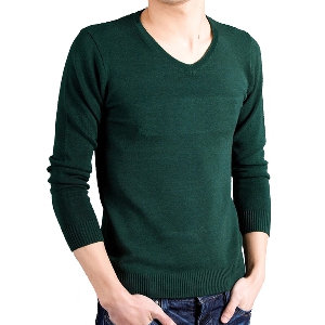 Зимен пуловер за мъже в няколко цвята - зелен, кафяв, син, сив          