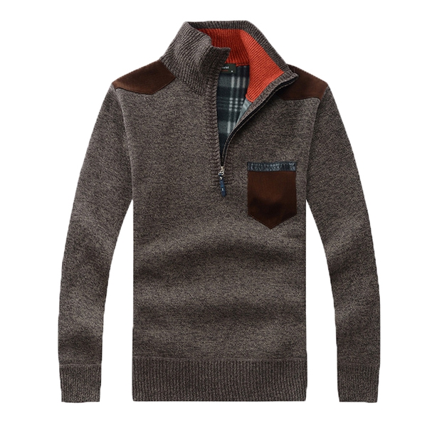  Мъжки зимен пуловер с кадифена яка - различни модели