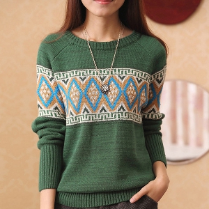 Шарен дамски модерен зимен пуловер - 3 модела 