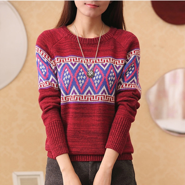 Шарен дамски модерен зимен пуловер - 3 модела 