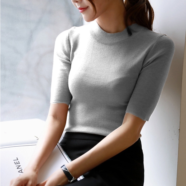 Μοντέρνο γυναικείο πουλόβερμε κοντά ή μακριά μανίκια σε 9 διαφορετικά χρώματα