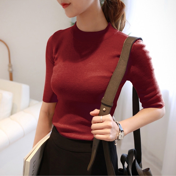 Μοντέρνο γυναικείο πουλόβερμε κοντά ή μακριά μανίκια σε 9 διαφορετικά χρώματα