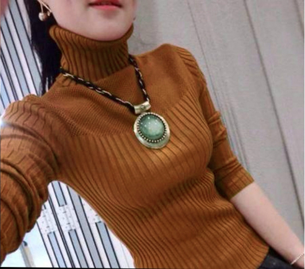 Стилен дамски пуловер тип поло в 7 различни цвята