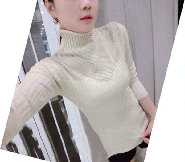 Стилен дамски пуловер тип поло в 7 различни цвята