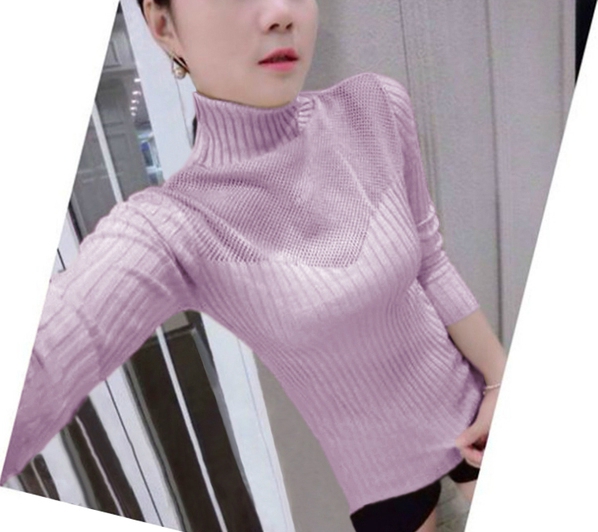 Стилен дамски пуловер тип поло в 7 различни цвята