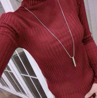 Стилен дамски пуловер тип поло в 7 различни цвята