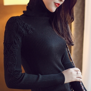 Κομψό γυναικείο πουλόβερ  με υψηλό γιακά και χωρίς κολάρο σε διαφορετικά χρώματα