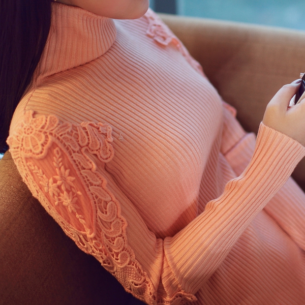 Κομψό γυναικείο πουλόβερ  με υψηλό γιακά και χωρίς κολάρο σε διαφορετικά χρώματα