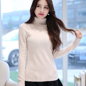 Дамски пуловер с висока яка в 10 различни цвята 