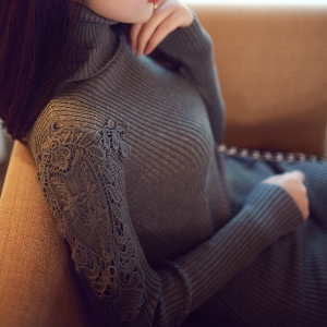 Дамски пуловер с висока яка и без яка в 8 цвята 