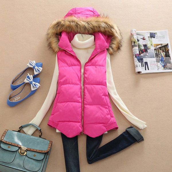 Стилен дамски елек с качулка в 4 различни цвята