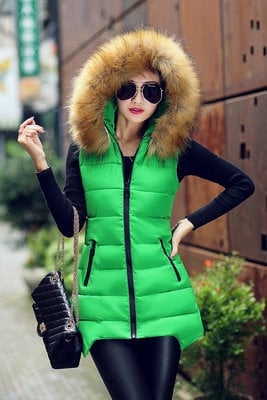  Зимни дамски елеци с качулки зима-8 модела 