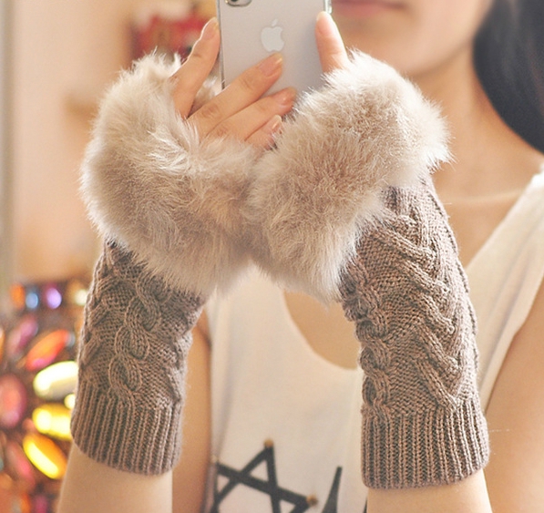 Γάντια για το φθινόπωρο και το  χειμώνα γυναικών  με μισό δάχτυλο