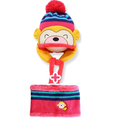 Σύνολο για μικρά παιδιά από καπέλο και κασκόλ και διαφορετικά χρώματα με αυτιά