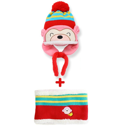 Σύνολο για μικρά παιδιά από καπέλο και κασκόλ και διαφορετικά χρώματα με αυτιά