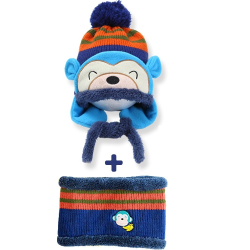 Σύνολο για μικρά παιδιά από καπέλο και κασκόλ και διαφορετικά χρώματα με αυτιά