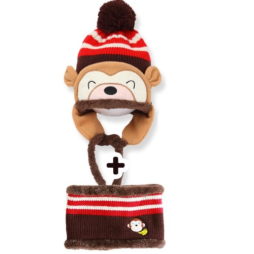 Σύνολο για μικρά παιδιά από καπέλο και κασκόλ και διαφορετικά χρώματα με αυτιά