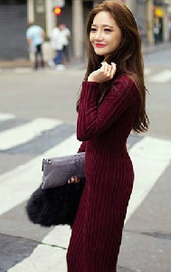 Дамска зимна плетена рокля 