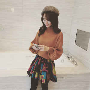 Γυναικείо πουλόβερ σε 5 χρώματα με υψηλό κολάρο