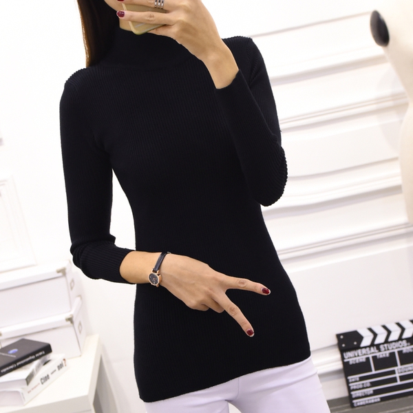 Дамски пуловер с висока яка в 8 различни цвята