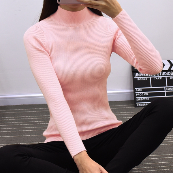 Дамски пуловер с висока яка в 8 различни цвята