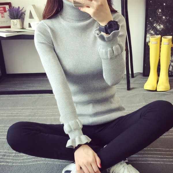 Дамски пуловер с висока яка в 5 цвята