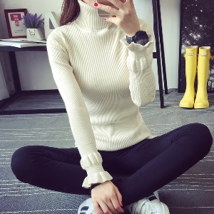 Дамски пуловер с висока яка в 5 цвята