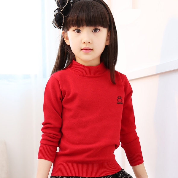 Παιδικό πουλόβερ για τα κορίτσια σε κόκκινο, γκρι, λευκό, μαύρο χρώμα