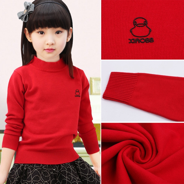 Παιδικό πουλόβερ για τα κορίτσια σε κόκκινο, γκρι, λευκό, μαύρο χρώμα