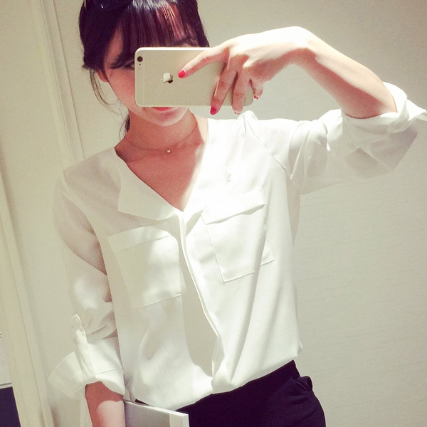 Κυρίες λευκό πουκάμισο