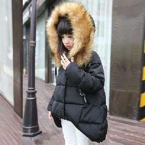 Χειμερινά παιδικά μπουφάν για κορίτσια με κουκούλα και γούνα
