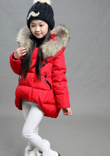 Χειμερινά παιδικά μπουφάν για κορίτσια με κουκούλα και γούνα