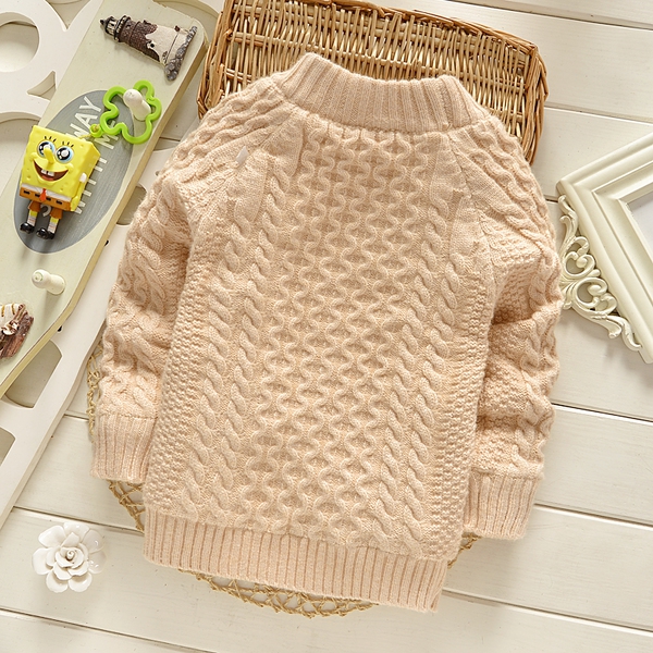 Детски зимен пуловер за момчета - червен и бежов