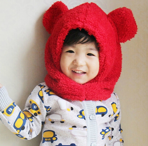 Детски зимни шапки с ушички - различни цветове 