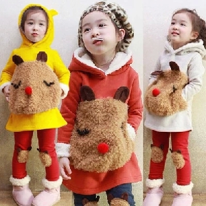 Детски зимен комплект за момичета - горнище с качулка и панталони