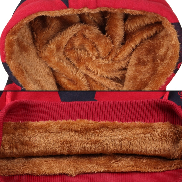 Παιδικό  χειμωνιάτικο πουλόβερ  με κουκούλα για τα αγόρια σε  κόκκινο και πράσινο χρώμα