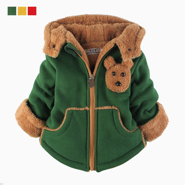 Παιδικό μπουφάν με κουκούλα για κορίτσια και αγόρια σε κίτρινο, κόκκινο και πράσινο χρώμα