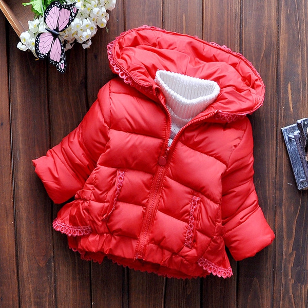 Детско зимно яке с качулка за момичета - в няколко различни цвята 