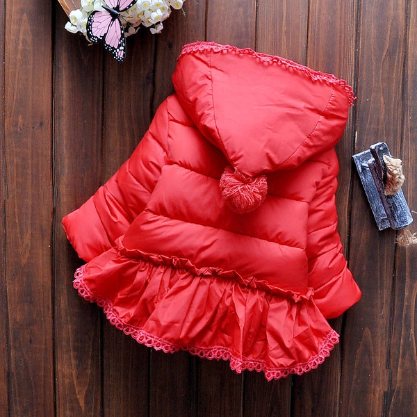 Детско зимно яке с качулка за момичета - в няколко различни цвята 