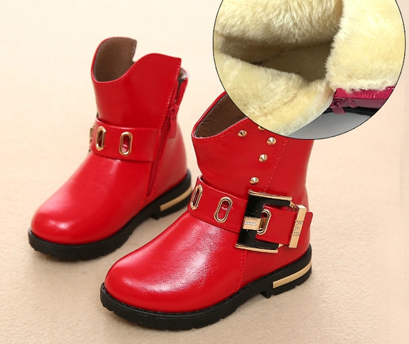 Φτηνές μπότες για κορίτσια και γυναίκες από τεχνητό δέρμα σε κόκκινο, μαύρο, ροζ χρώμα