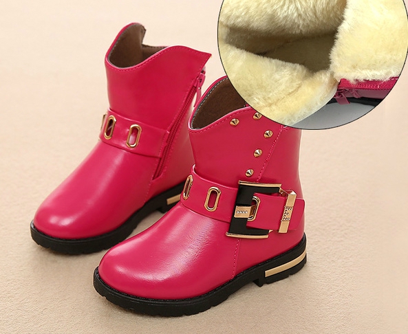 Φτηνές μπότες για κορίτσια και γυναίκες από τεχνητό δέρμα σε κόκκινο, μαύρο, ροζ χρώμα