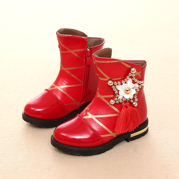 Φτηνές μπότες για κορίτσια και γυναίκες από τεχνητό δέρμα σε κόκκινο, μαύρο, ροζ χρώμα