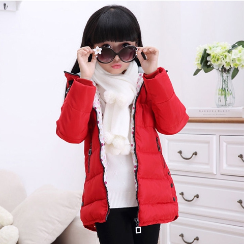 Детски зимни якета за момичета в няколко модела - червен, черен, лилав 